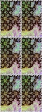 Çiçeksiz desenli, suluboya elle çizilmiş elementler. Parlak renkli fantezi çiçekleri, yapraklar, gri ve nötr renklerde tomurcuklar gri ve nötr.