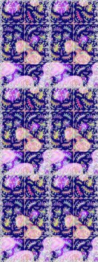 Çiçekler suluboya tarzında mavi ve nötr renklerde. Raster illüstrasyonunda kusursuz çiçek deseni.