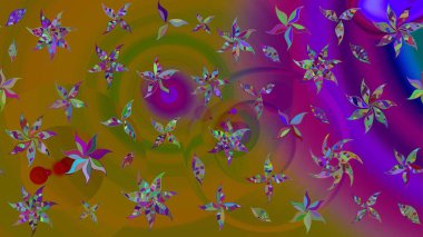 Kahverengi ve mor renklerde. Küçük çiçekteki sevimli çiçek deseni. Soyut çiçek çizim kalıbı arka planı. Raster deseni. Raster illüstrasyonu.