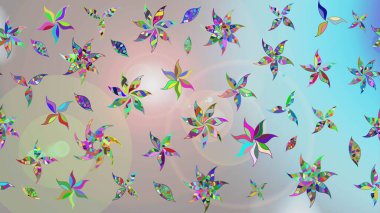 Renkli Bahar Teması eskiz kalıbı. Taslak desenli, modaya uygun kumaş deseni. Düz Çiçek Elementleri Tasarımı. Şirin çiçek elementleri. Raster illüstrasyonu.