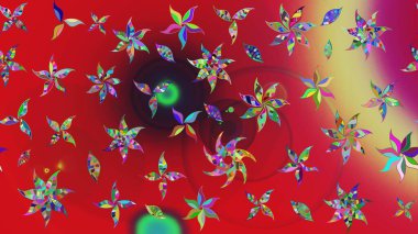 Kırmızı ve nötr renklerde Asya tekstil tarzında. Raster illüstrasyonu. Çiçek desenini çiz.