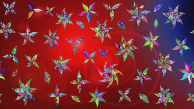 Çiçek desenli raster, kırmızı ve mavi çizgi grafik desenli soyut raster arkaplan. Modern stil dokusu.