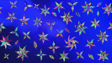 Renkli Bahar Teması eskiz kalıbı. Düz Çiçek Elementleri Tasarımı. Güzel çiçek deseni. Mavi ve yeşil renkte çiçekler.