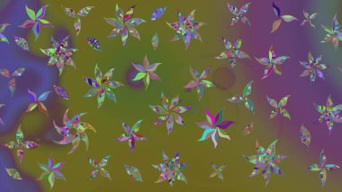 Çizim çiçek deseni duvar kâğıdı olarak kullanılabilir. Raster illüstrasyonu. Kahverengi ve yeşil renkte çiçekler.