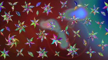 Elle boyanmış suluboya resim çizimleri, çiçekler ve bitkiler. Kahverengi ve mavi renkte çiçekler.