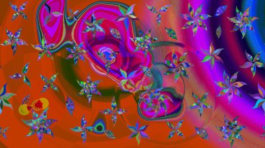 Robot resim. Raster illüstrasyonu. Küçük çiçekte sevimli çiçek deseni var..