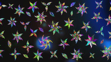 Vadinin çiçekleri gri ve mavi renklerde. Raster çiçek desenleri çiziyor..