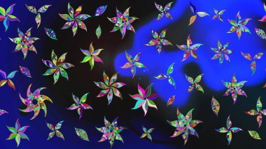 Mavi ve gri renkte çiçekler olan çiçek deseni çiz. Suluboya tarzında mavi ve gri renkte çiçekler.