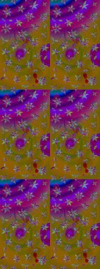 Sabıka fotoğraflarında, bebek kıyafetlerinde, duvar kâğıtlarında, paket kutularında falan kullanılabilir. Raster. Zarif, parlak ve eskiz kahverengi ve mor çiçek desenli tasarım.