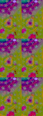 Raster resim. Çiçek desenli çiçek ve yaprakları ile. Sevimli küçük çiçek desenle.