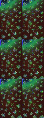 Raster illüstrasyonu. Çizim kalıbı. Kahverengi ve yeşil renklerde. Çiçek duvar kağıdı. Renkli süs kenarı. Hint süsü..