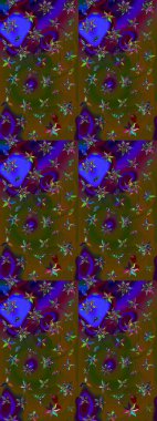 Kahverengi ve yeşil çiçekli bahar çiçekleri. Küçük çiçekte güzel bir desen. Moda baskıları için zarif bir şablon. Küçük renkli çiçekler. Motley illüstrasyonu.