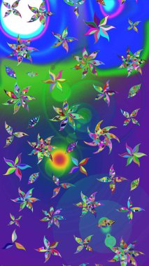 Suluboya çizim kalıbı. Mavi ve mor renkli çiçekler suluboya tarzında. Çiçek izi.