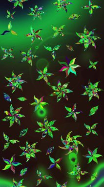 Yeşil ve gri renkler üzerine çiçek desenli çizimler, el yapımı papatyalar, papatyalar. Tekrarlayan çiçek arkaplanı, zarif yeşil ve gri çiçek duvar kağıdı.