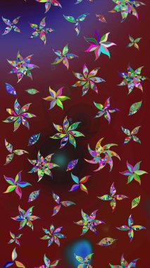 Parlak çiçekli kolaj çiçekleri kırmızı ve kahverengi. Çiçekli zambakların eskiz geçmişi. Çiçek tasarımı için inanılmaz kolaj cennet tarzı..