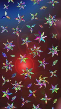 Renkli Bahar Teması eskiz kalıbı. Düz Çiçek Elementleri Tasarımı. Güzel kumaş deseni. Raster illüstrasyonunda çiçek deseni çizimi.