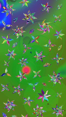 Nazikçe, rengarenk bahar çiçekleri. Raster illüstrasyonu. Raster çiçek desenli ve çiçekli..