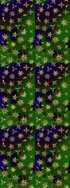 Raster illüstrasyonu. Renkli Bahar Teması eskiz kalıbı. Yeşil ve gri renkli çiçekler. Çiçek desenli çizim. Düz Çiçek Elementleri Tasarımı. Asya tekstil tarzında.