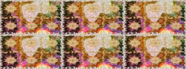 Duvar kâğıdı barok, İspanyol kumaşı. Kahverengi ve bej renklerde altın elementler. Kusursuz raster arka plan. Çiçek deseni. Şekil grafik deseni.