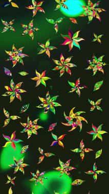 Küçük çiçekteki sevimli çiçek deseni. Raster deseni. Gri ve yeşil renkli yaz çiçekleri. Raster illüstrasyonu.