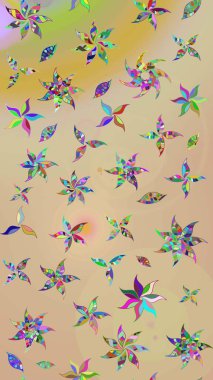 Bej ve nötr renklerde etnik çiçekli zarif eskiz deseni. Asya Tekstil 'inde Raster Çiçek İllüstrasyonu.