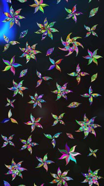 Çizim çiçek deseni duvar kâğıdı olarak kullanılabilir. Raster illüstrasyonu. Gri ve mavi renkte çiçekler.