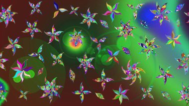 Düz Çiçek Elementleri Tasarımı. Sevimli çiçek raster deseni. Renkli Yaz Temalı eskiz kalıbı. Modaya uygun kumaş deseni.