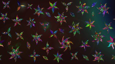 Gri ve kahverengi renkli çiçekler. Çiçek desenli çizim. Raster illüstrasyonu. Raster illüstrasyonu. Asya tekstil tarzında.