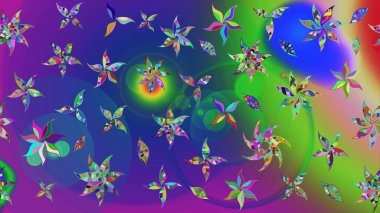 Mavi ve mor renkli şirin tekstil tarzında. Çiçek duvar kâğıdı. Raster illüstrasyonu. Çiçek arkaplan. Renkli çizim deseni.