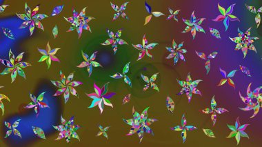 Renkli Bahar Teması eskiz kalıbı. Raster illüstrasyonundaki çiçek desenli çizim. Renkli çiçekler. Düz Çiçek Elementleri Tasarımı.