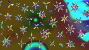 Yeşil ve kahverengi renkte çiçekler olan bir çiçek deseni çiz. Suluboya tarzında yeşil ve kahverengi renkte çiçekler.