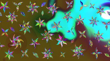 Tomurcukları papatya çiçekleri olan sevimli bir çiçek deseni. Miles Fleur, süslü püslü bir süs. Kumaş, tekstil, duvar kağıdı baskısı için. Raster illüstrasyonu. Eski usul. Taslak arkaplan.