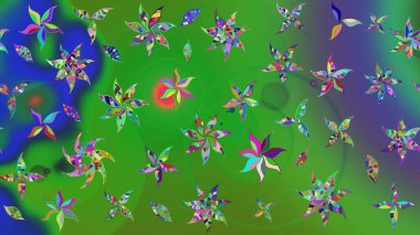 Raster illüstrasyonu. Küçük çiçekli yay deseni çiz. Suluboya stilinde renkler üzerine.