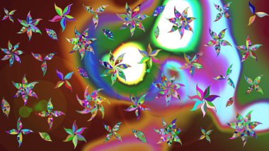 Çiçekler suluboya eskiz deseni. Raster Stili kumaş deseni.