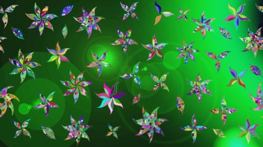 Düz Çiçek Elementleri Tasarımı. Renkli Bahar Teması eskiz kalıbı. Raster..