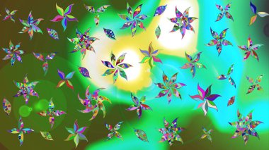 Parmak izi, kumaş, duvar kâğıdı, tekstil için raster dokusu. Nakış desenli çiçek deseni. Renkli grunge kolo çiçekleri ile soyut arkaplanı zenginleştir.