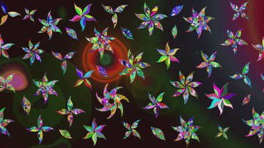 Çiçekli karalama şeklinde Raster çiçek deseni. Renkli çiçekler. Nazik, narin çiçek arkaplanı.