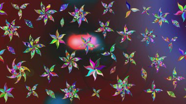 Çiçek süslemeli çizim deseni. Raster illüstrasyonu. Renkli çiçekler.