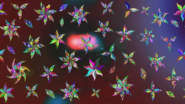 Çiçek süslemeli çizim deseni. Raster illüstrasyonu. Renkli çiçekler.