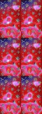 Küçük kırmızı ve pembe çiçeklerle oldukça eski bir besin torbası deseni. Tekstil, kumaş, kapaklar, duvar kağıtları, baskı, paket, koleksiyon defteri, örgü, dekupaj için çiçek arkaplanı..