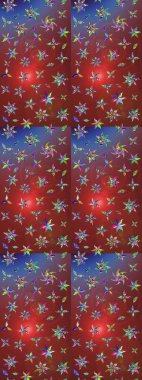 Suluboya çiçekli çiçek deseni. Kahverengi ve kırmızı renklerde güzel bir tekstil. Raster illüstrasyonu.