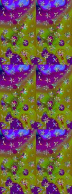 Raster illüstrasyonu. Raster illüstrasyonundaki çiçek desenli çizim. Yeşil ve kahverengi renklerde. Güzel kumaş deseni.