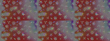 Kahverengi ve gri renkli çiçekler. Renkli Bahar Teması eskiz kalıbı. Raster illüstrasyonu. Düz Çiçek Elementleri Tasarımı. Çiçekli çiçek deseni, suluboya..