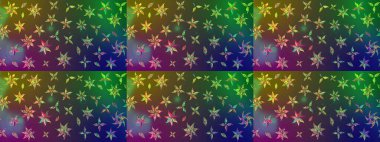 Düz Çiçek Elementleri Tasarımı. Renkli Yaz Temalı eskiz kalıbı. Raster Illustrasyon 'daki Çiçek Deseni' nin son moda çizimi. Yeşil ve kahverengi renkte çiçekler.