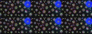 Gri ve mavi renkli gri ve mavi papatya deseni. Gri ve mavi renklerde. Raster illüstrasyonu.