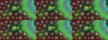 Çiçekli çizim şekli. Yeşil ve kahverengi renkli çiçekler. Renkli Bahar Teması eskiz kalıbı. Düz Çiçek Elementleri Tasarımı.