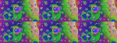 Küçük yeşil ve mavi çiçeklerle oldukça eski bir besin torbası deseni. Tekstil, kumaş, kapaklar, duvar kağıtları, baskı, paket, koleksiyon defteri, örgü, dekupaj için çiçek arkaplanı..