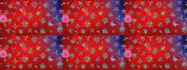 Çiçek desenli raster, kırmızı ve menekşe çizgi grafik desenli soyut raster arkaplan. Modern stil dokusu.