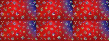 Raster suluboya çiçek deseni, narin çiçekler, kırmızı ve mor çiçekler, tebrik kartı şablonu. Güzel kumaş deseni.