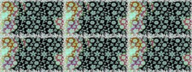 El çizimi çiçekli, soyut, pürüzsüz desen. Siyah ve nötr renklerde çiçekler. Raster illüstrasyonu.